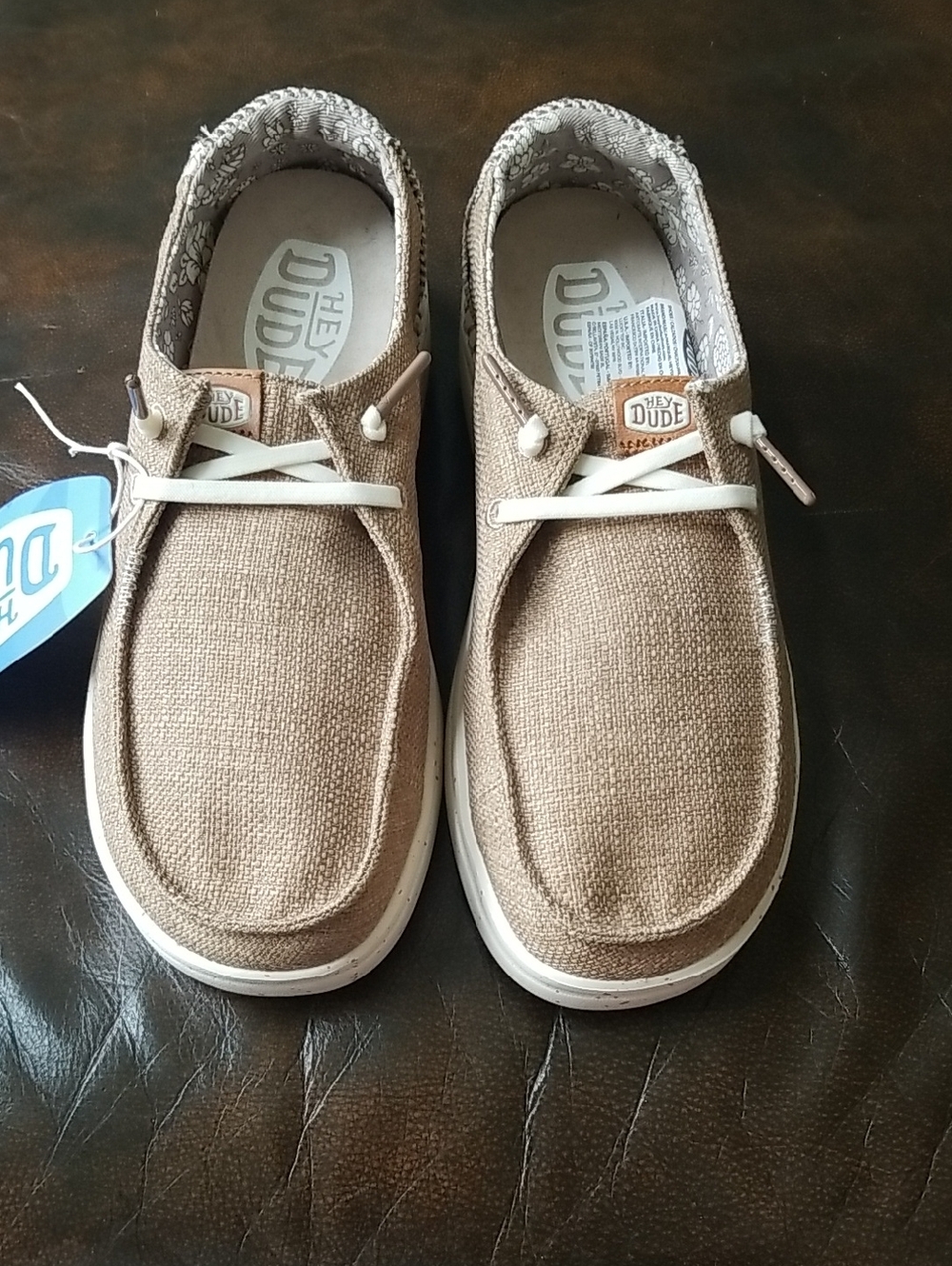 Hey Dude Womens Wendy Rise Woven Tan Casual Sneakers